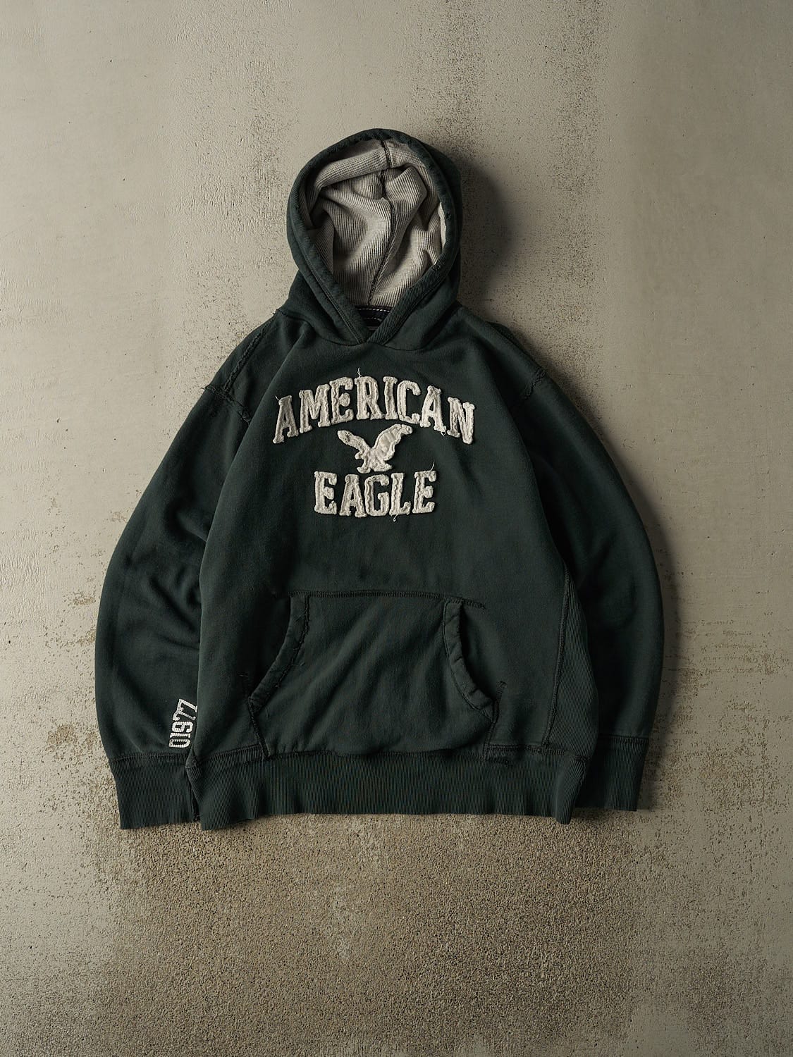 Vintage Y2K Green American Eagle Embroidered Hoodie (XL)