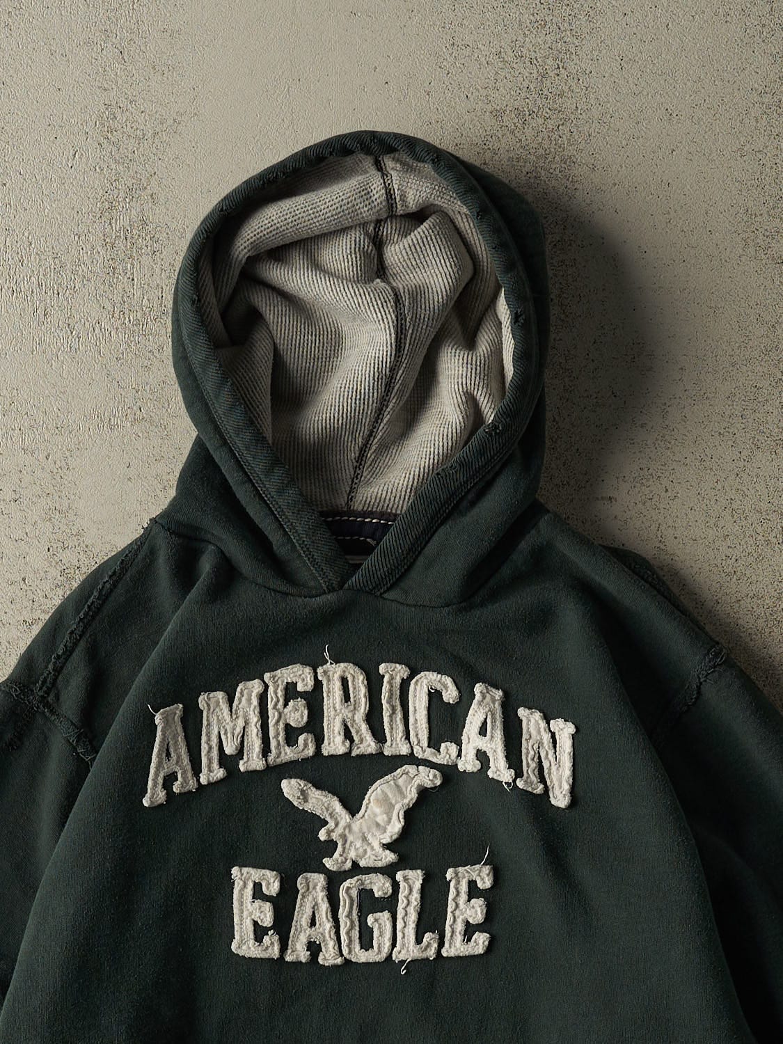 Vintage Y2K Green American Eagle Embroidered Hoodie (XL)