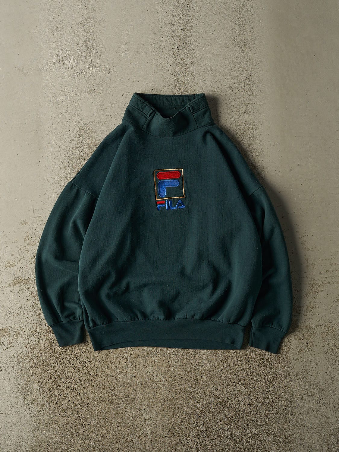 Vintage 80s Green Fila Embroidered Turtle Neck Sweater (M)