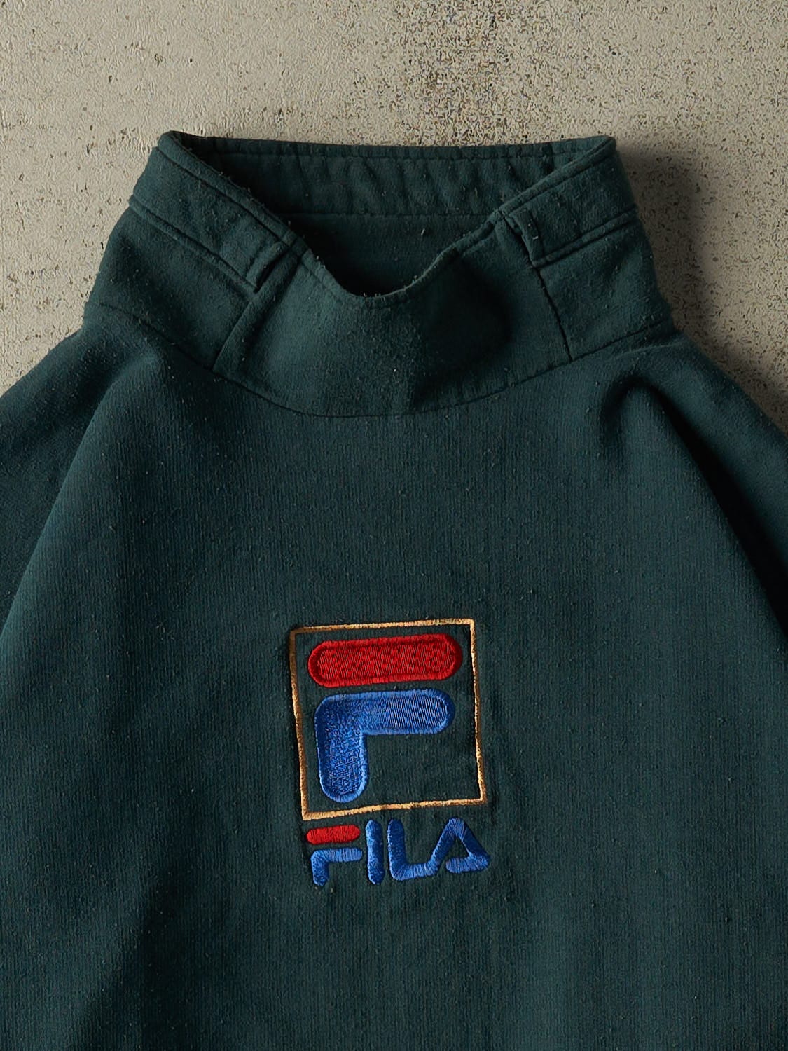 Vintage 80s Green Fila Embroidered Turtle Neck Sweater (M)