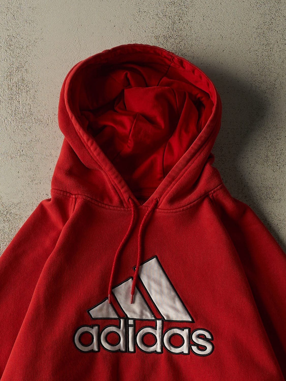 Vintage 90s Red Adidas Embroidered Hoodie (XL/XXL)