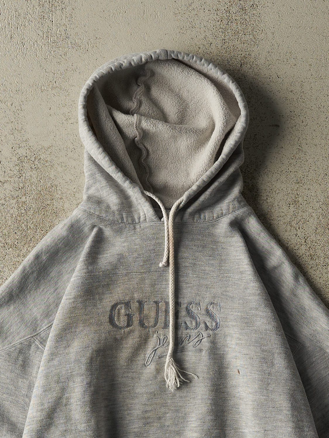 Vintage 90s Grey Guess Jeans Embroidered Hoodie (XS/S)