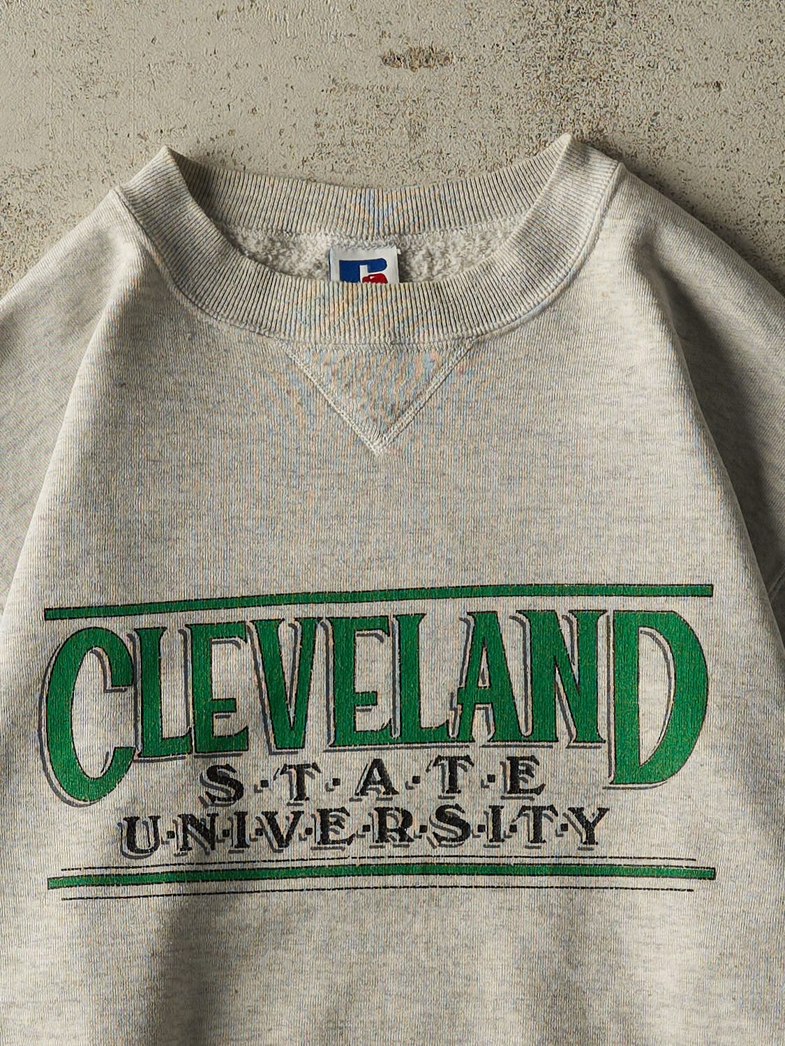 Vintage 90s Heather Grey Russell Athletic Cleveland State University Crewneck (M)