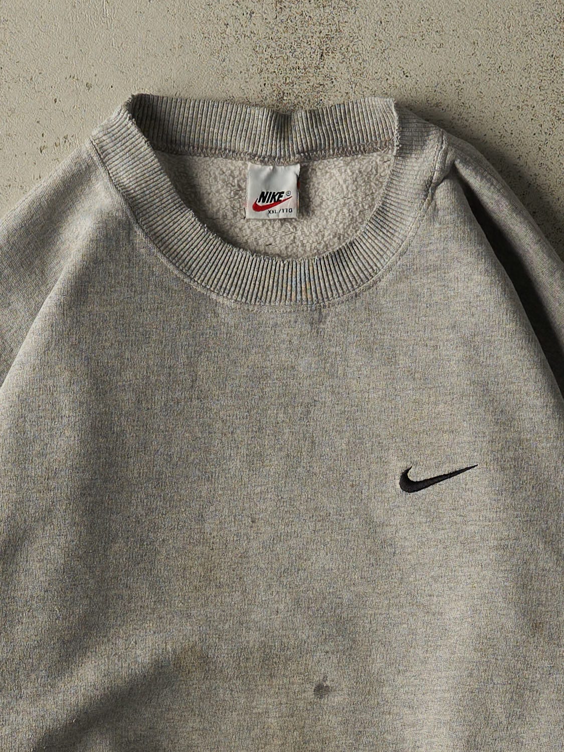 Vintage 90s Grey Nike Embroidered Swoosh Crewneck (XL/XXL)