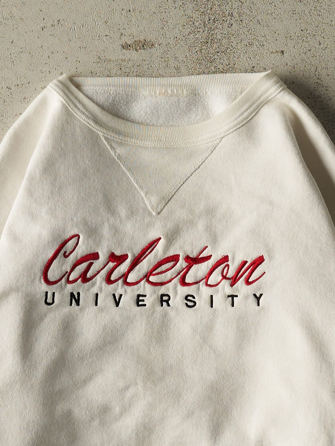 Vintage 90s White Carleton University Crewneck (XS/S)