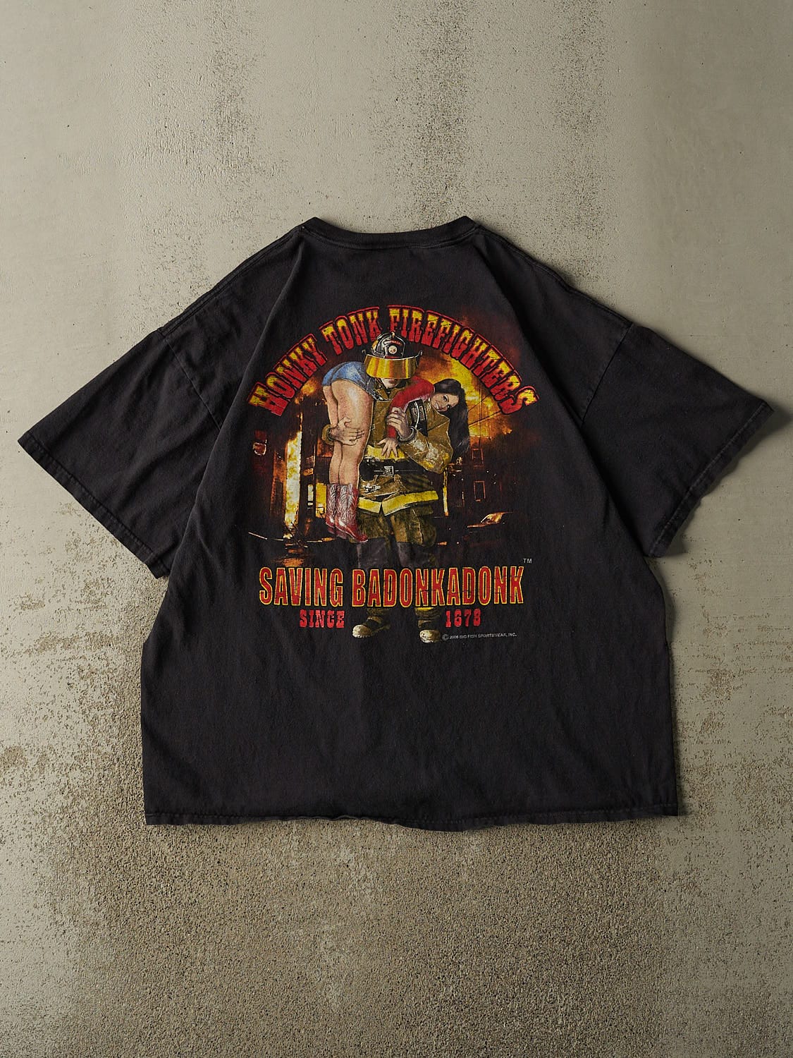 Vintage 06' Black Honky Tonk Fire Fighters Tee (XL/XXL)