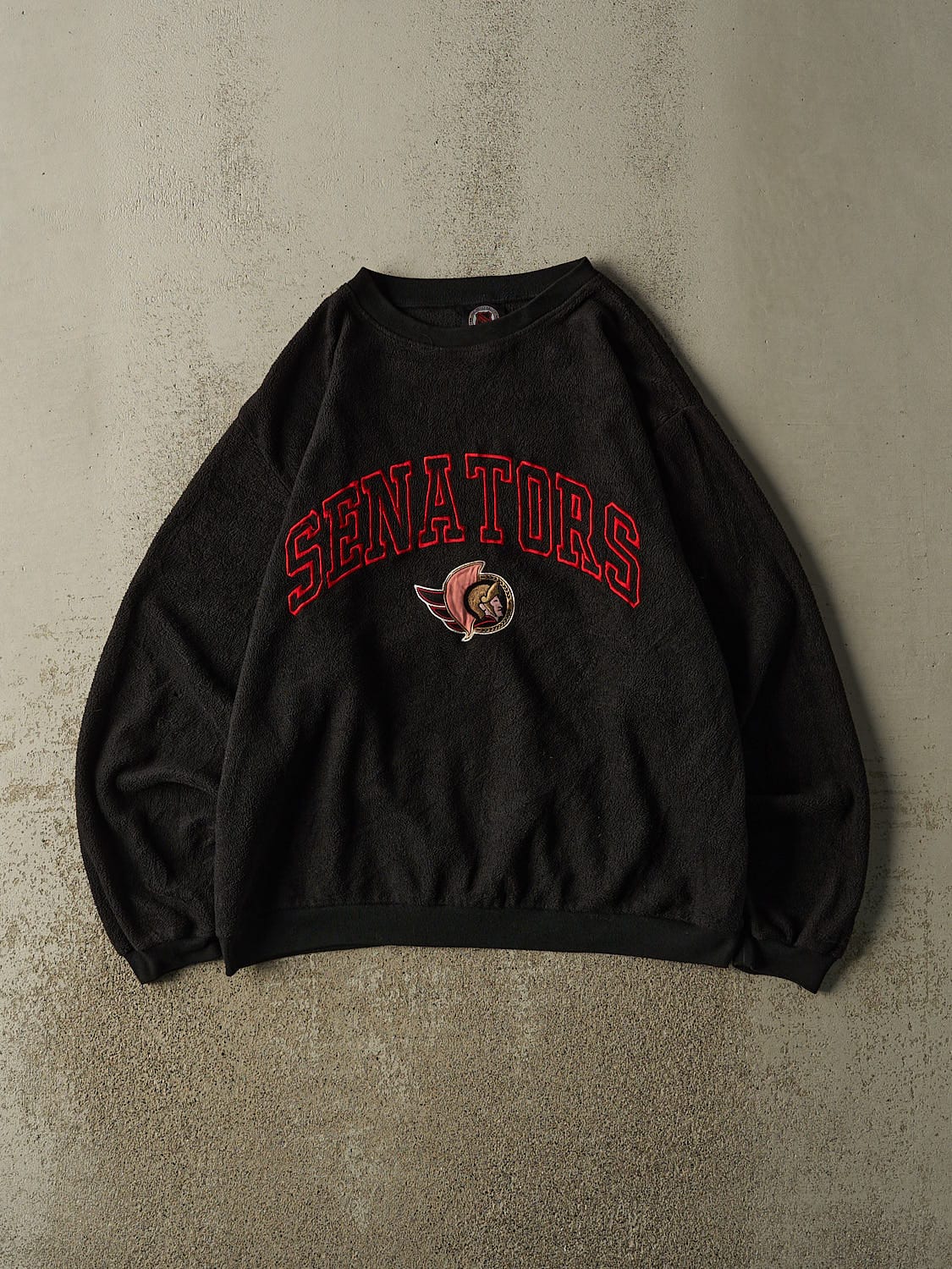 Vintage 90s Black Ottawa Senators Embroidered Fleece Crewneck (L/XL)
