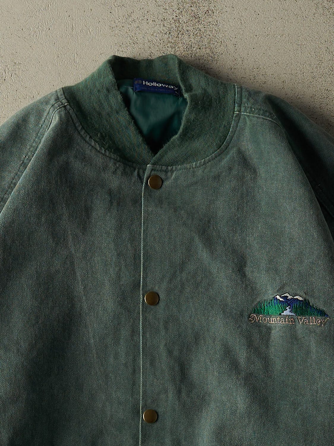 Vintage 90s Green & Beige Embroidered Bomber Jacket (XL)