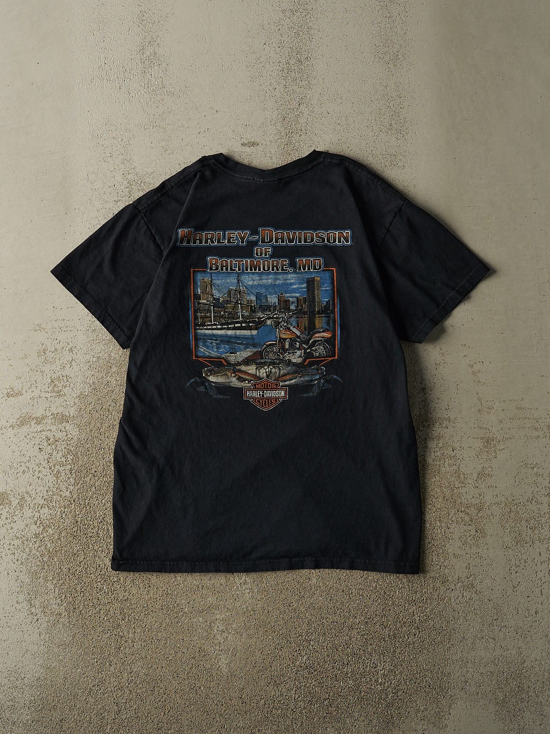 Vintage 10' Faded Black Harley Davidson Baltimore MD Tee (L)