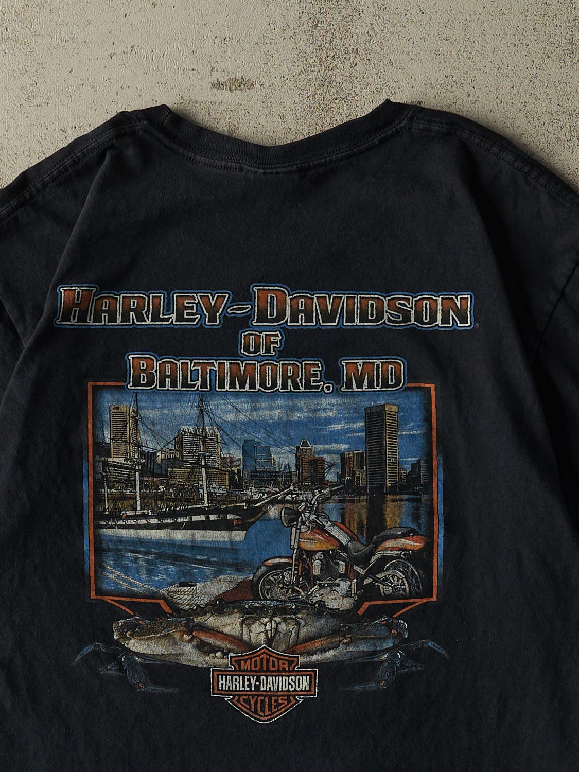 Vintage 10' Faded Black Harley Davidson Baltimore MD Tee (L)