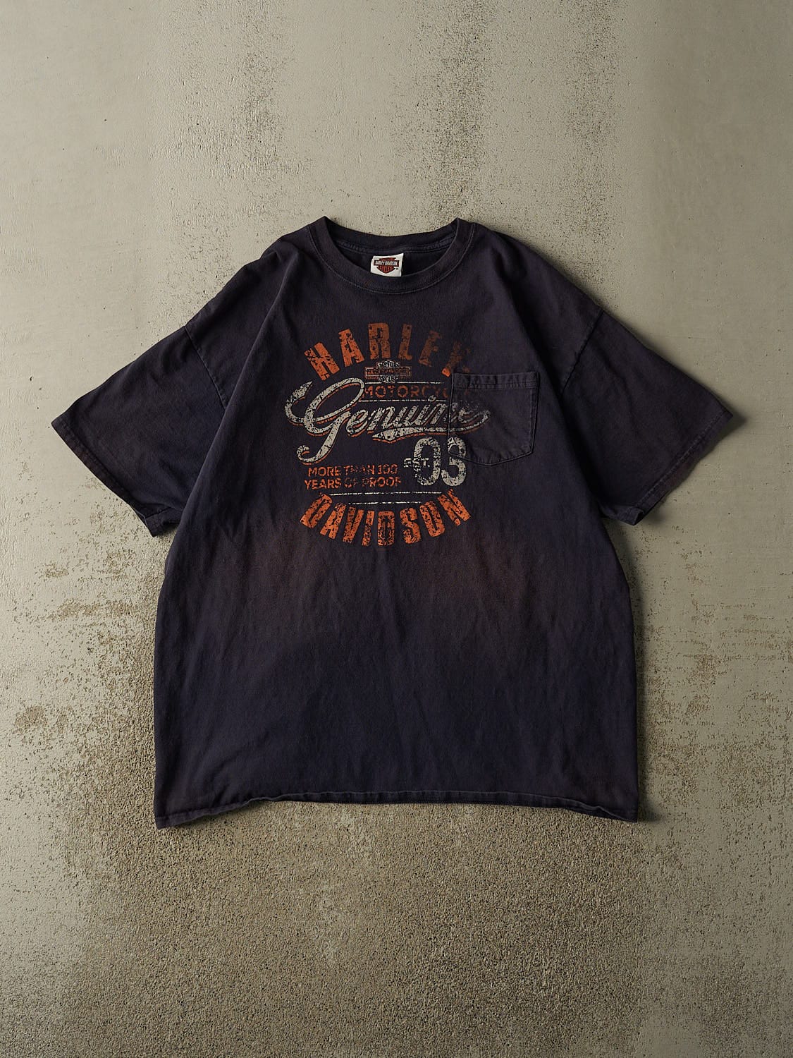 19' Navy Blue Harley Davidson Fort Myners FL Pocket Tee (XL)