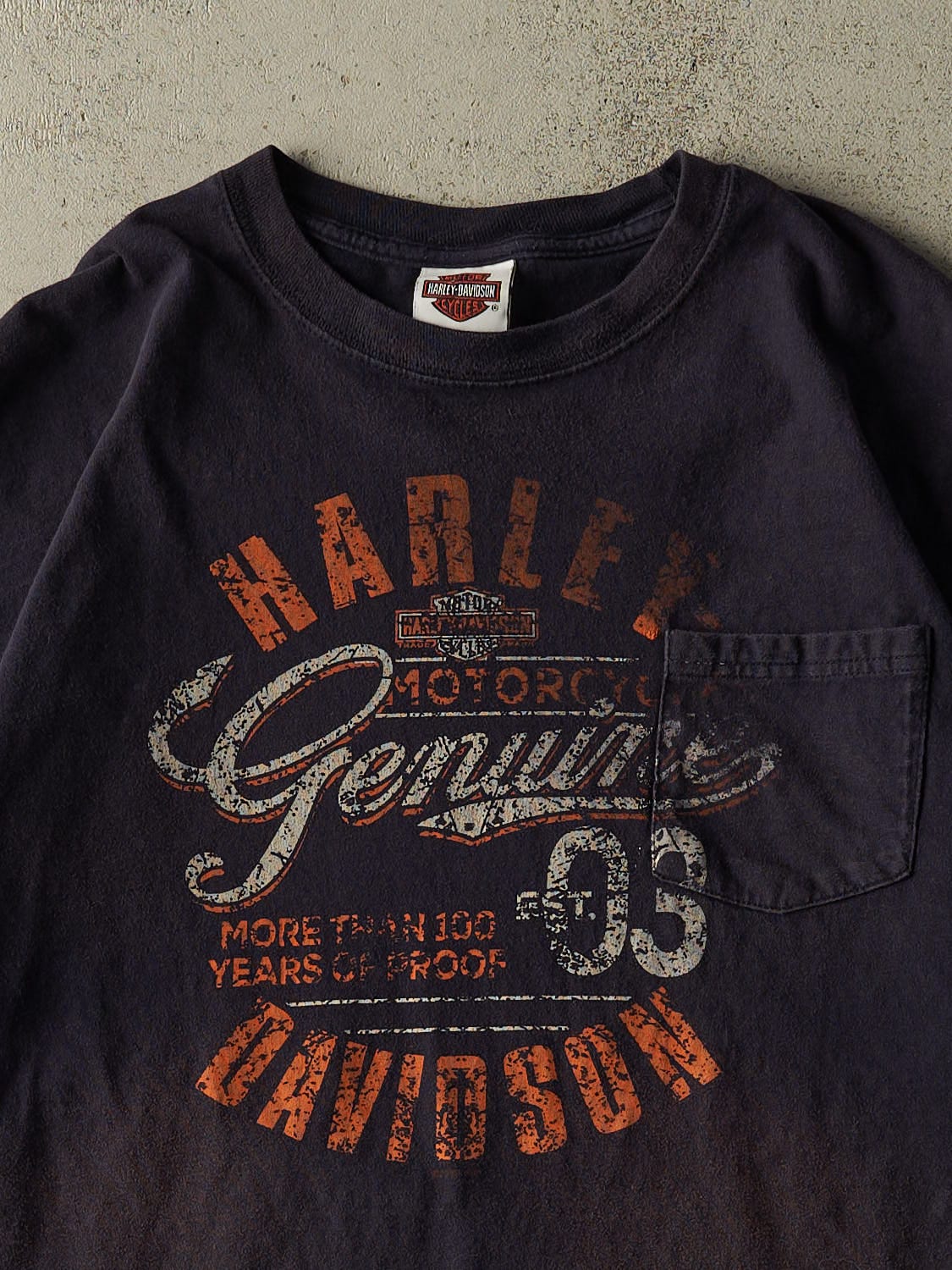 19' Navy Blue Harley Davidson Fort Myners FL Pocket Tee (XL)