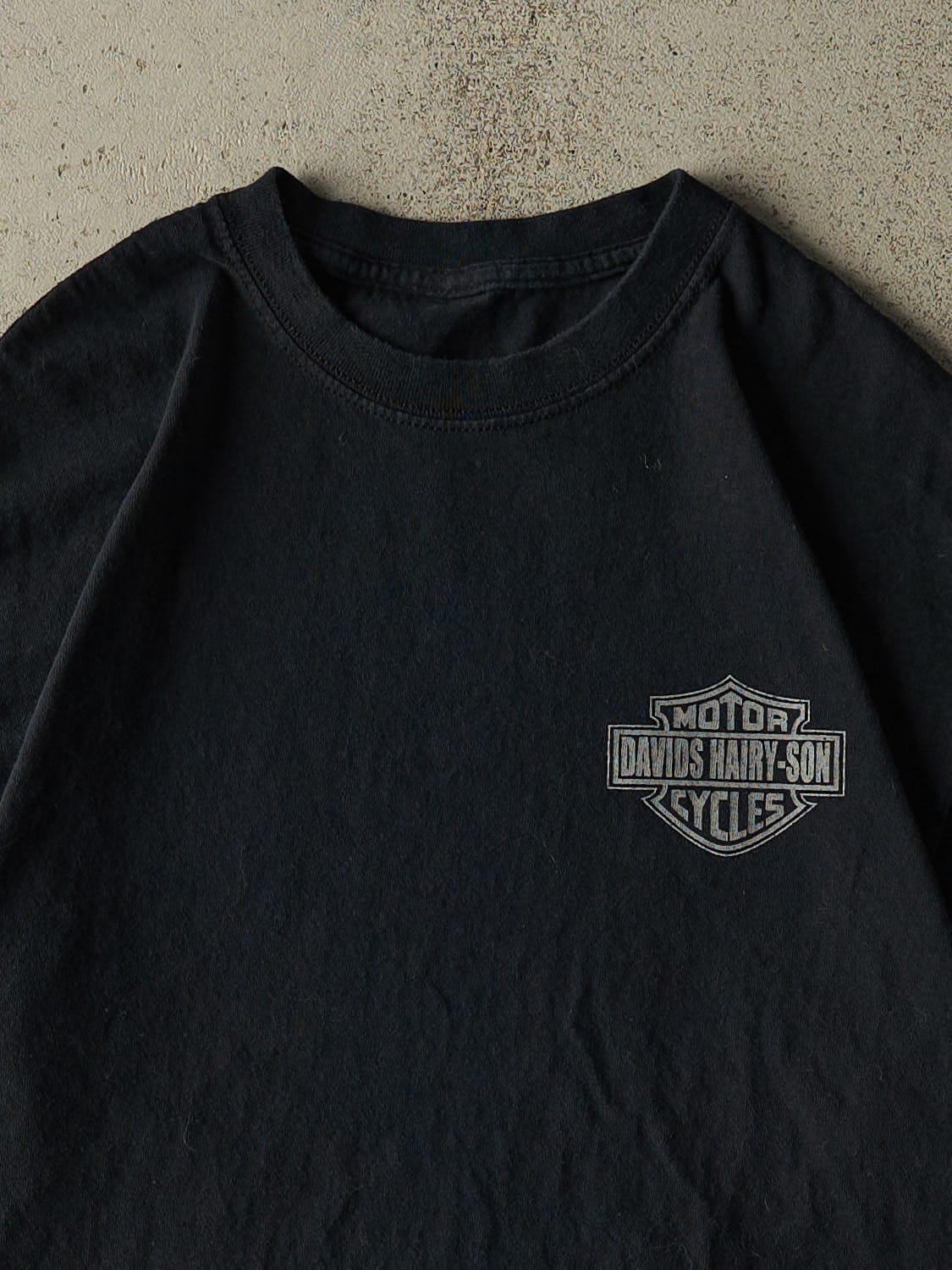 Vintage Y2K Black Harley Davidson Parody "Davids Hairy-Son" Tee (M/L)