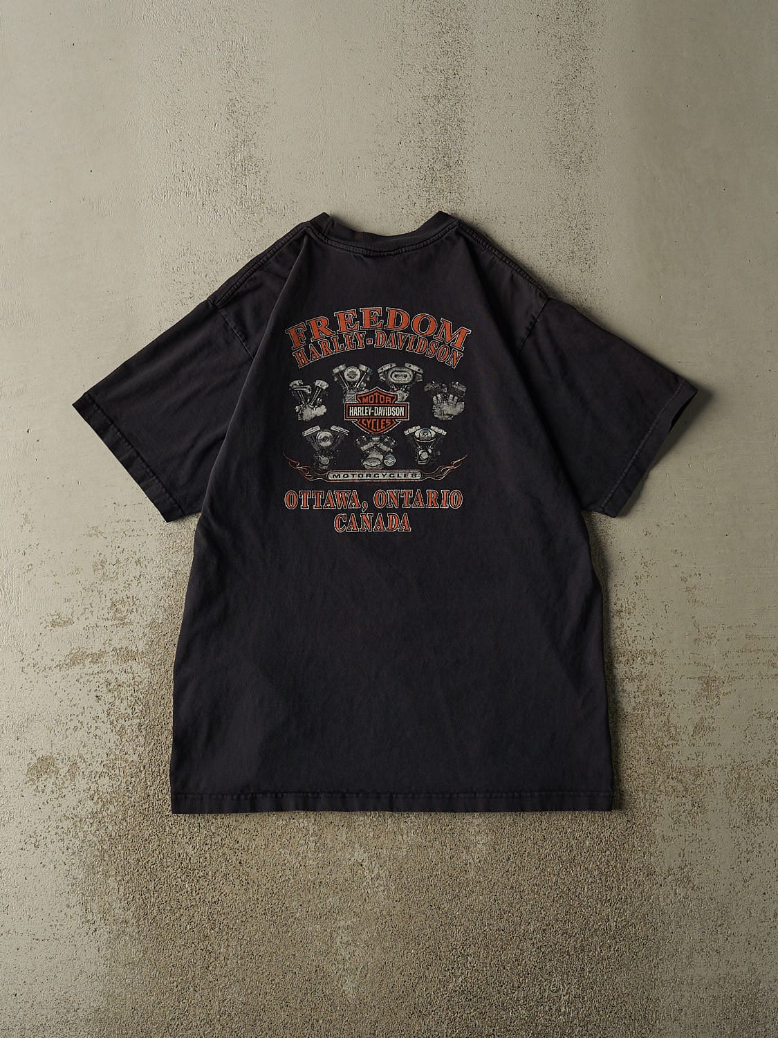 Vintage 05' Faded Black Harley Davidson Ottawa Tee (L/XL)