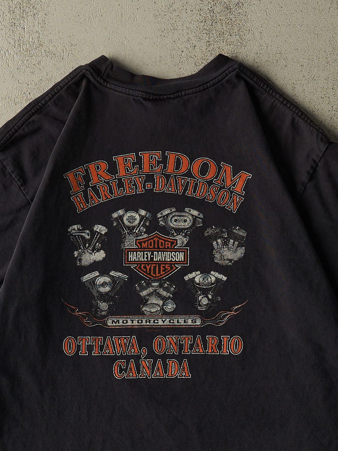 Vintage 05' Faded Black Harley Davidson Ottawa Tee (L/XL)