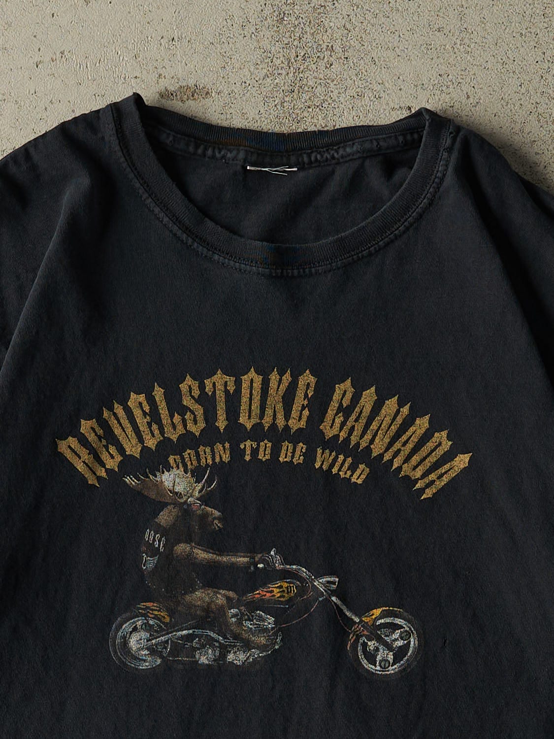 Vintage Y2K Faded Black Revelstoke Canada Tee (M)