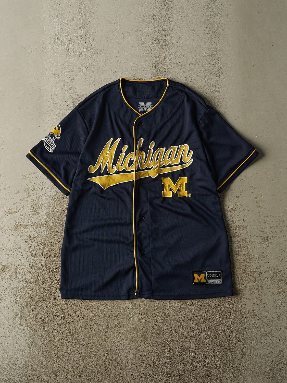Vintage Y2K Navy Blue University of Michigan Baseball Jersey (M/L)