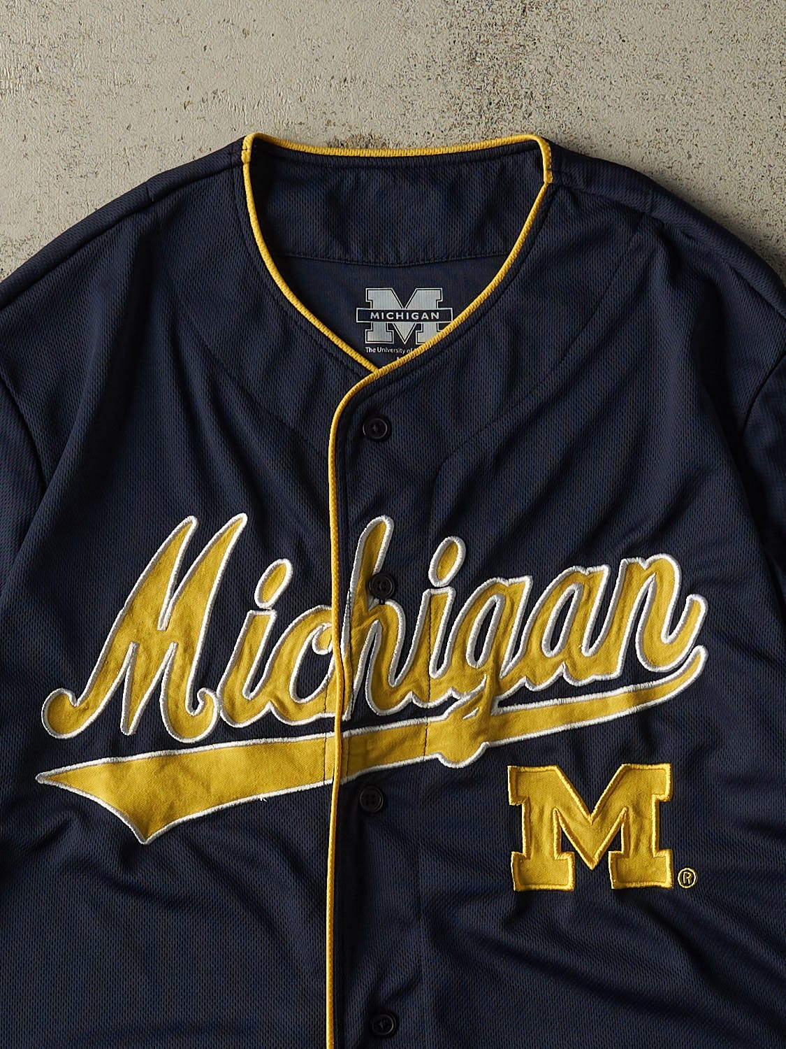 Vintage Y2K Navy Blue University of Michigan Baseball Jersey (M/L)
