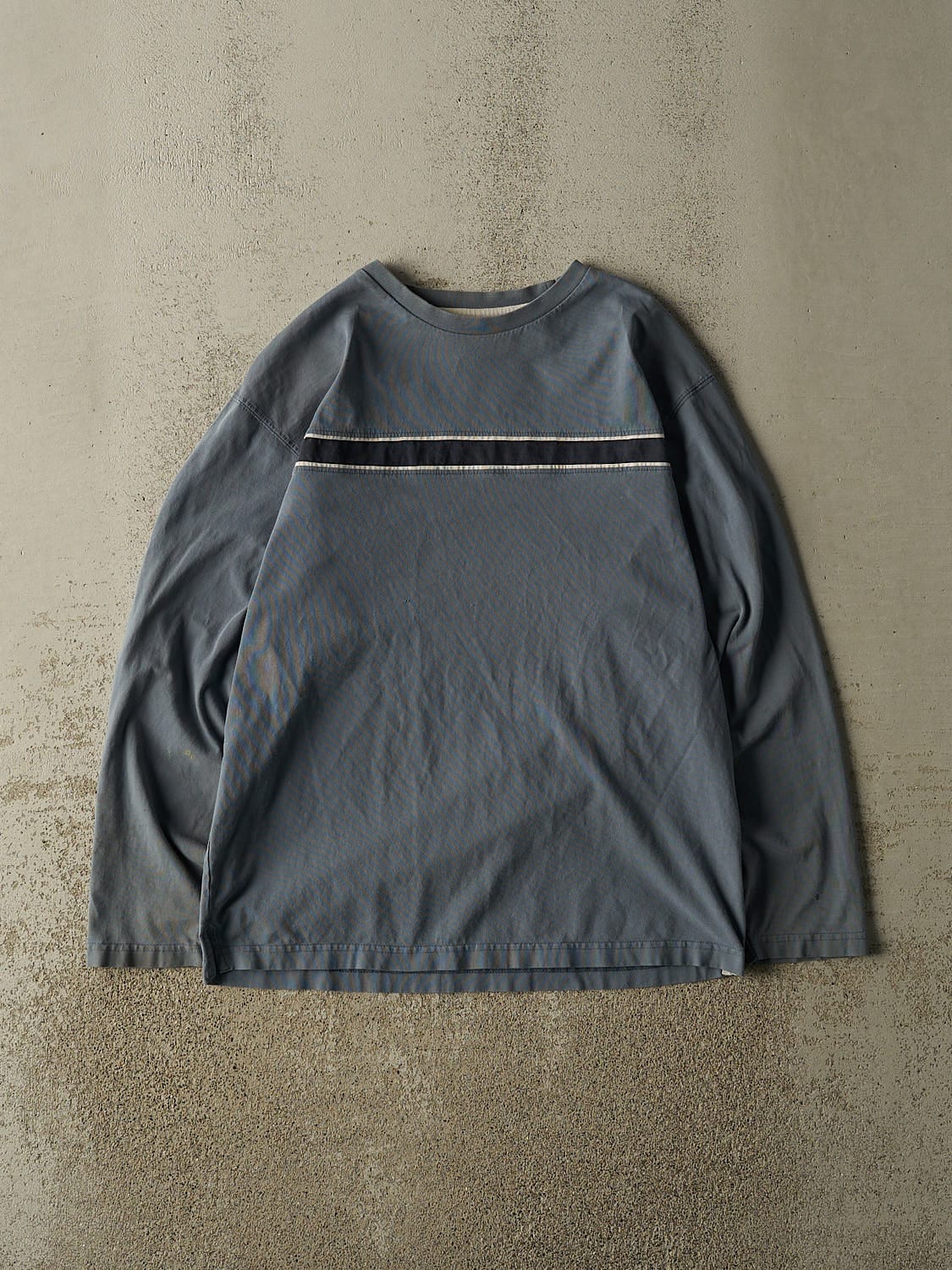 Vintage 90s Slate Blue Striped Long Sleeve (S/M)