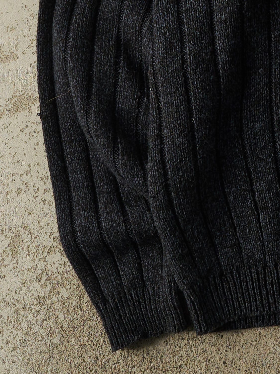 Vintage 90s Navy Blue Quarter Button Knit (XL)