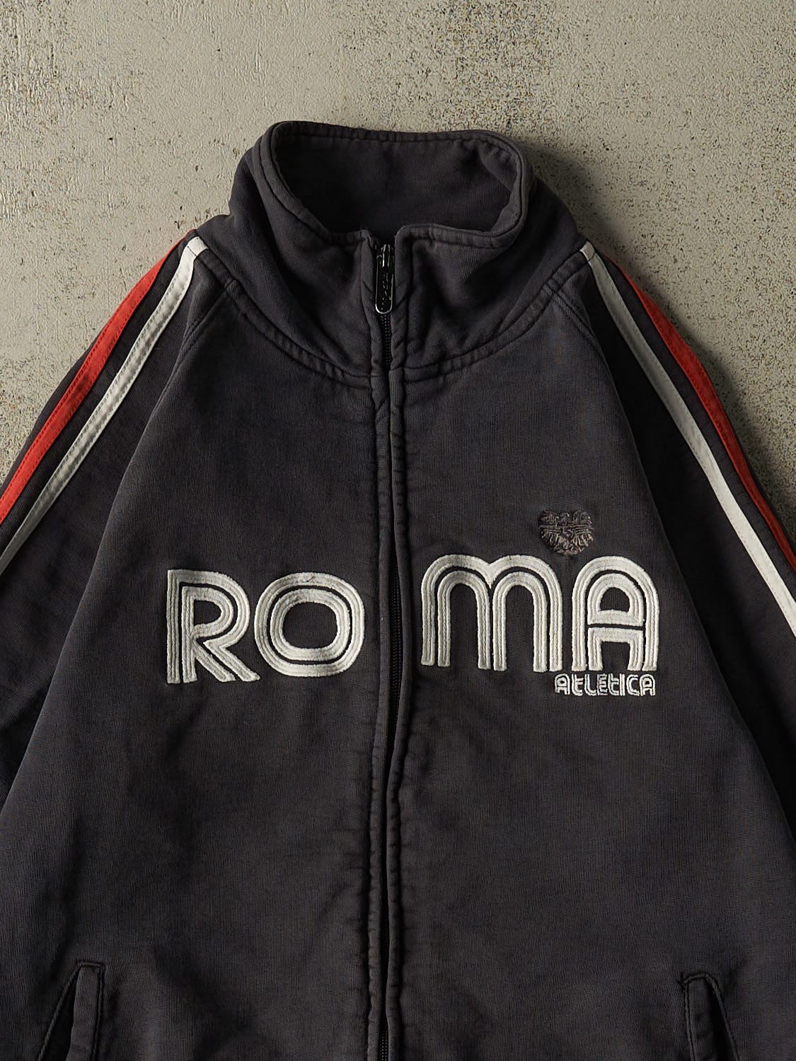 Vintage Y2K Navy Blue Roma Zip Up Track Sweater (S)
