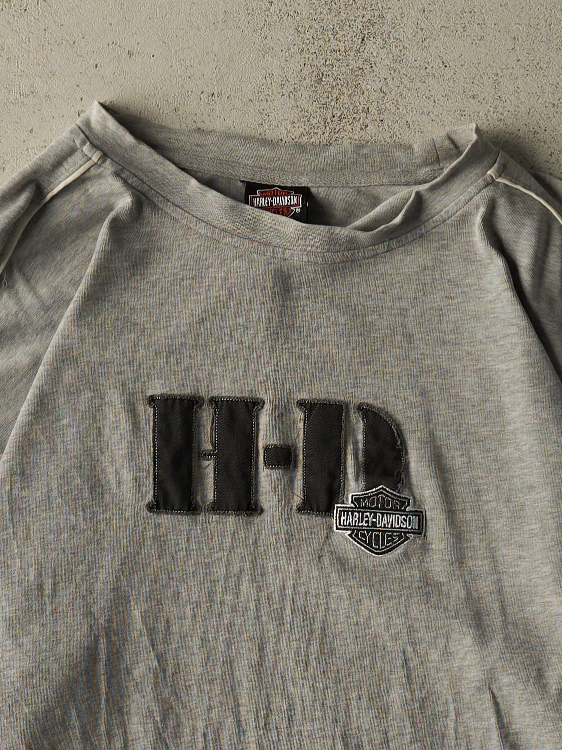 Vintage 90s Grey Harley Davidson Embroidered Long Sleeve (XL)