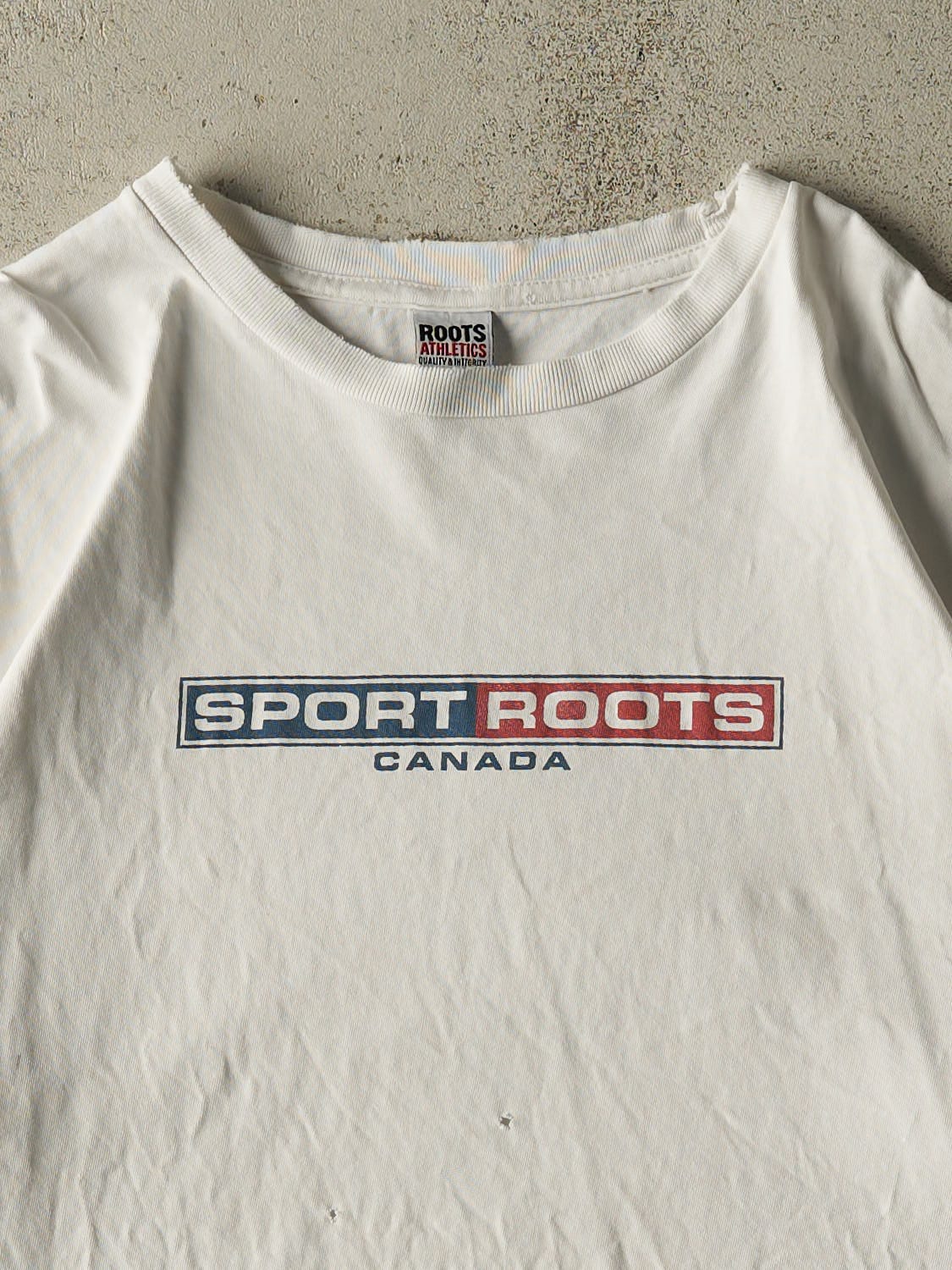 Vintage 90s White Roots Sport Tee (XL)