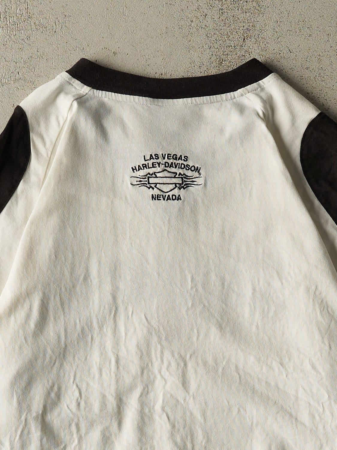 Vintage 90s White Harley Davidson Las Vegas Embroidered Tee (XL)