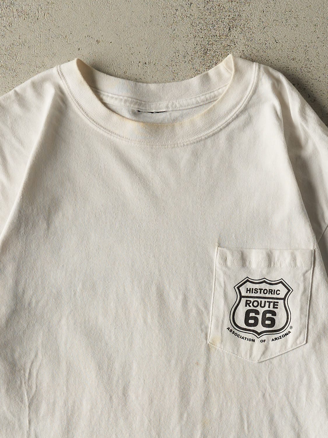 Vintage 09' White Route 66 Fun Run Pocket Tee (M/L)