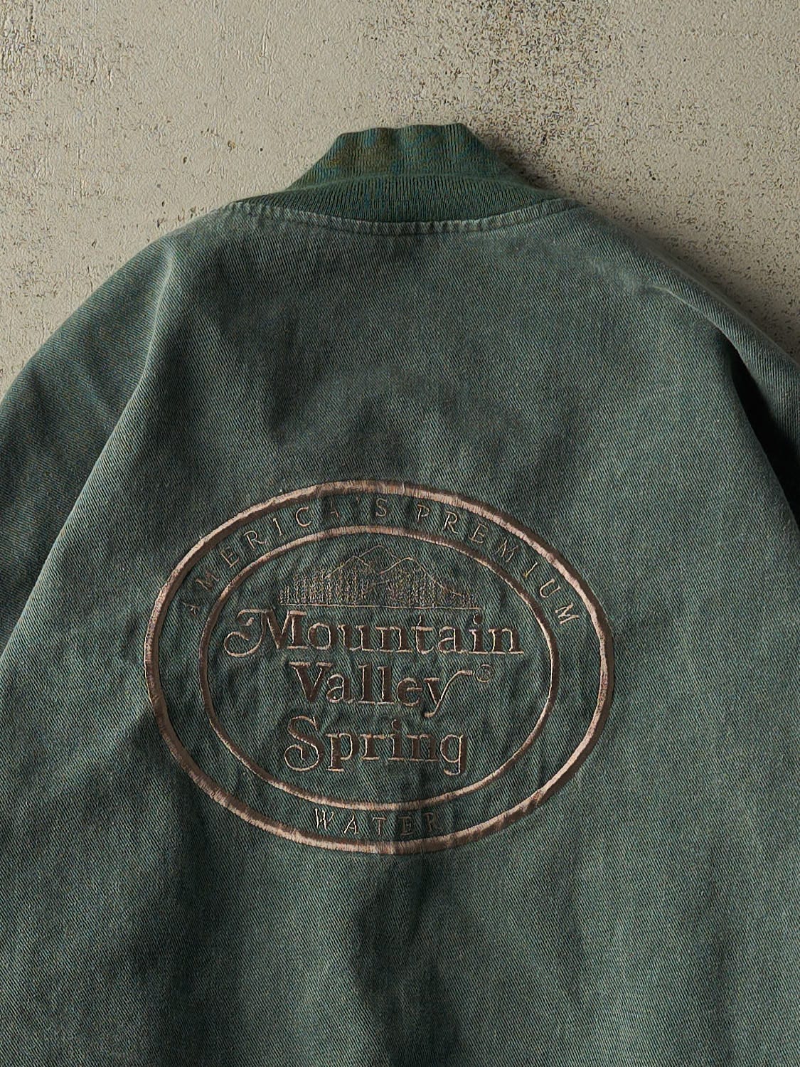 Vintage 90s Green & Beige Embroidered Bomber Jacket (XL)