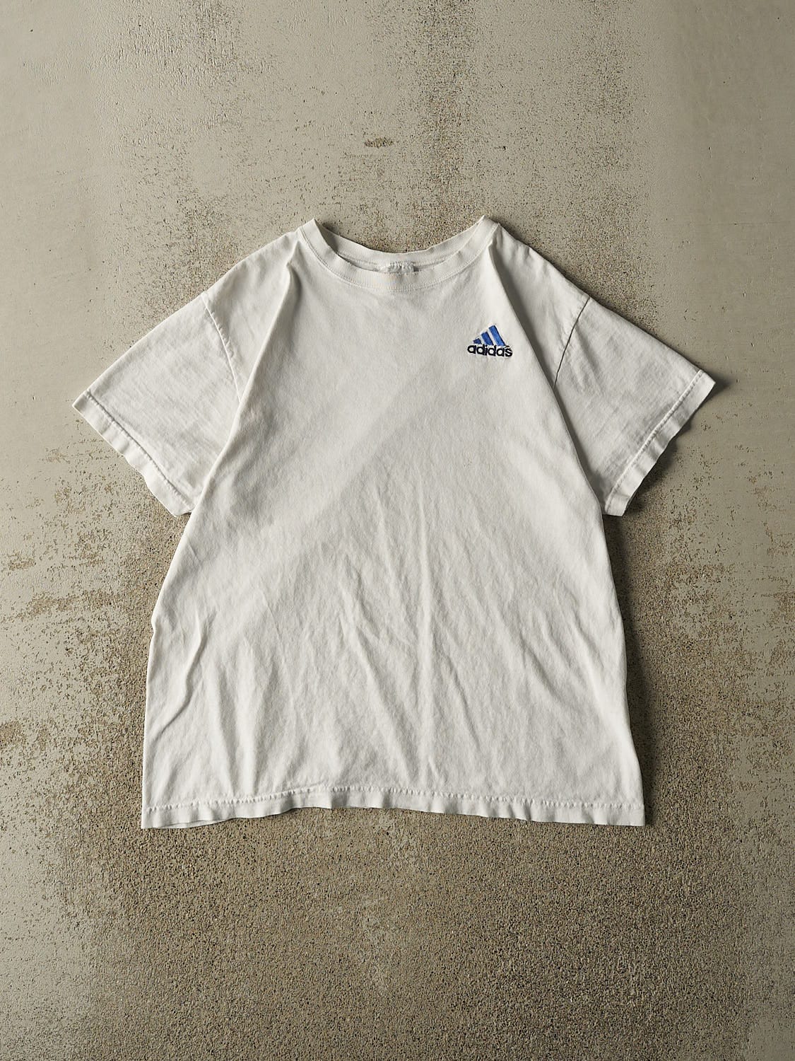 Vintage 90s White Adidas Embroidered Logo Tee (M)