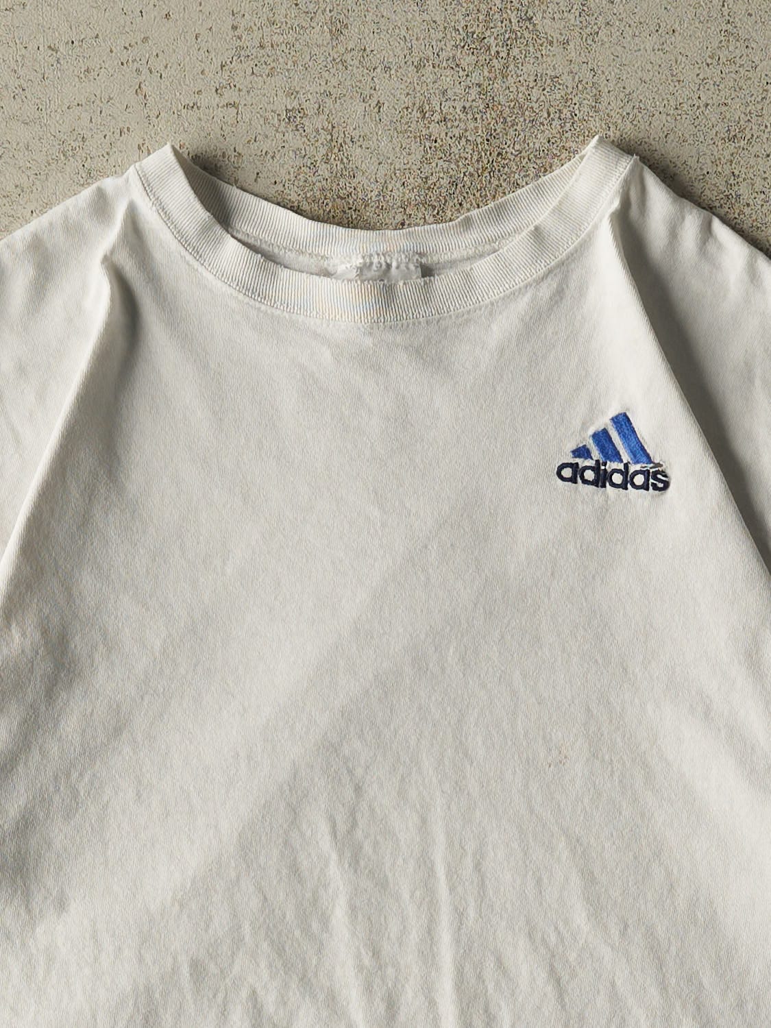 Vintage 90s White Adidas Embroidered Logo Tee (M)