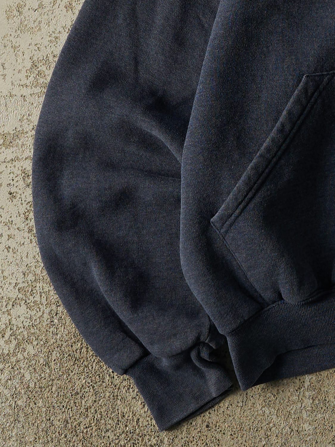 Vintage Y2K Sun Faded Navy Russell Athletic Blank Hoodie (S/M)
