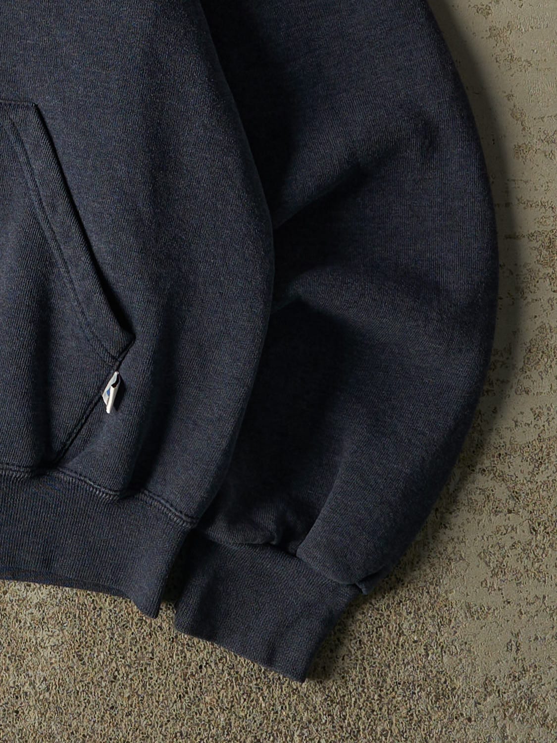 Vintage Y2K Sun Faded Navy Russell Athletic Blank Hoodie (S/M)