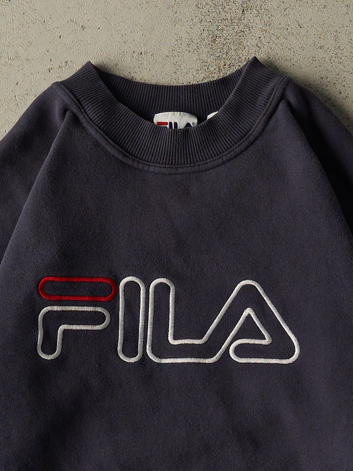 Vintage 90s Navy Blue Fila Embroidered Crewneck (M/L)