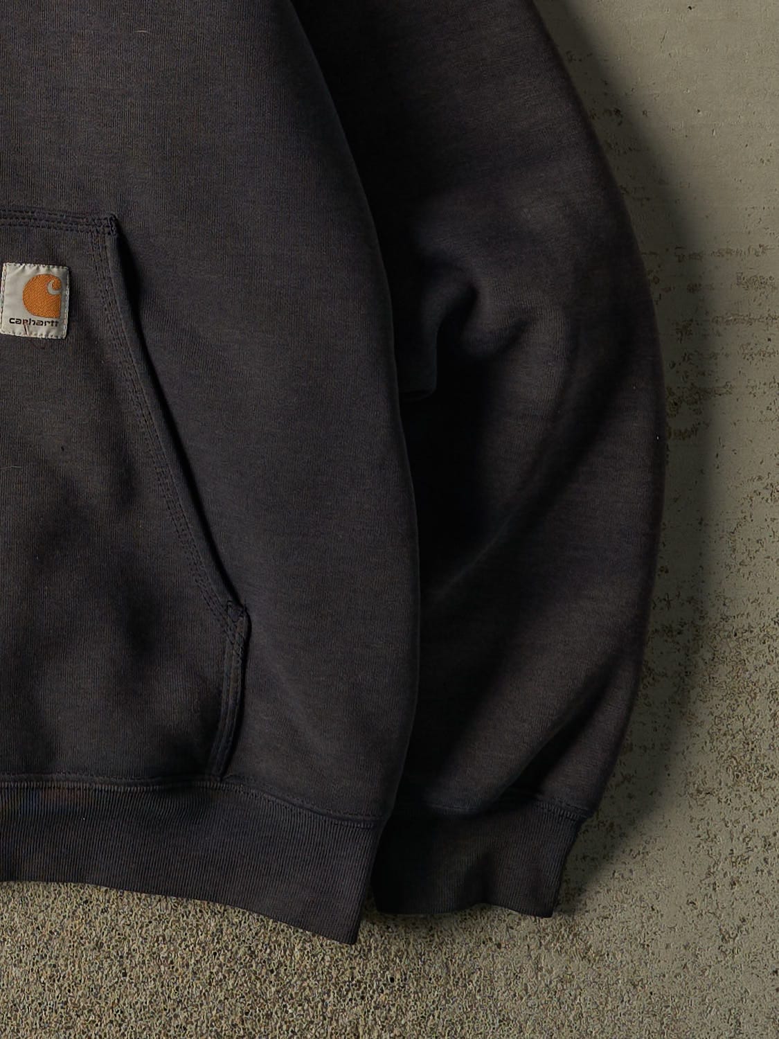 Vintage 90s Sun Faded Navy Carhartt Quilt Lined Heavyweight Zip Up Hoodie (XL)