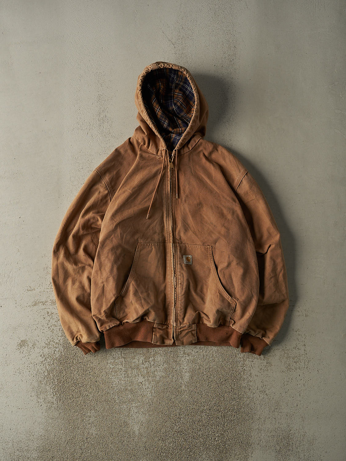 Vintage 90s Camel Carhartt Flannel Lined Hooded Active Jacket (XL)