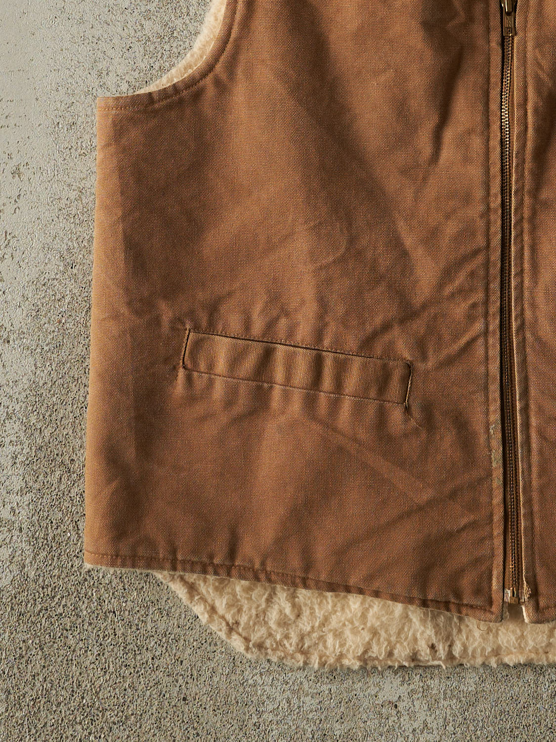 CarharttのUSA製シェルパライニングベスト80S Vintage 80s Beige Carhartt Sherpa Lined Work Vest (XL/XXL