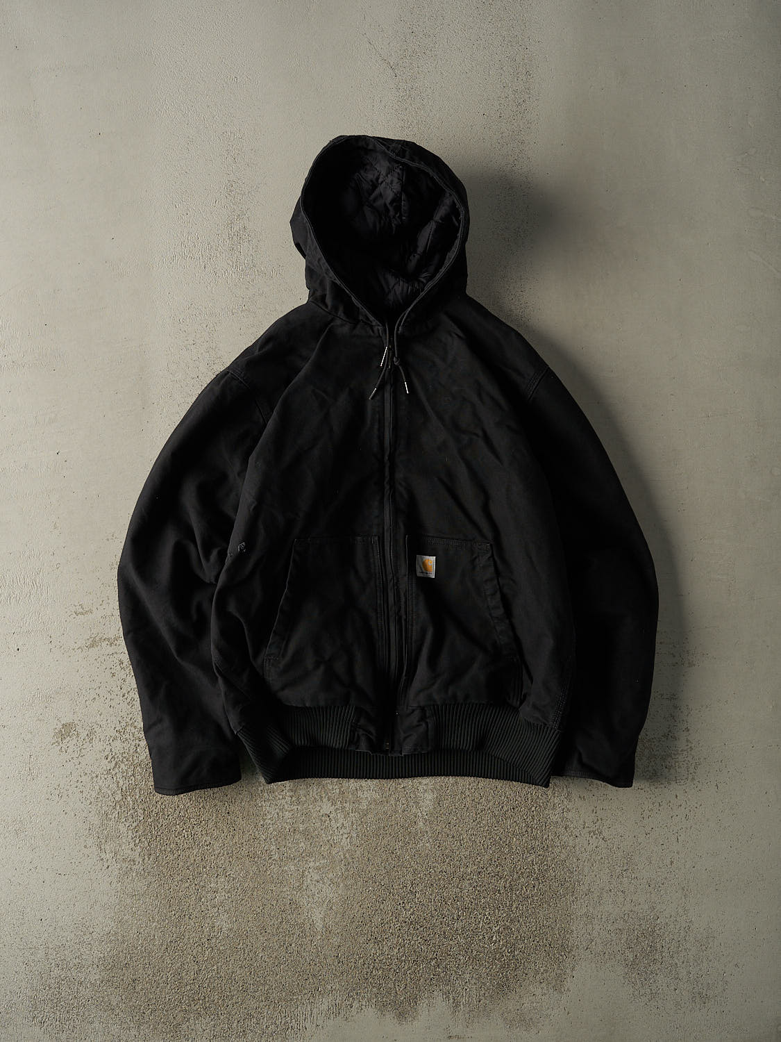 Vintage Y2K Black Carhartt Hooded Active Jacket (L/XL)