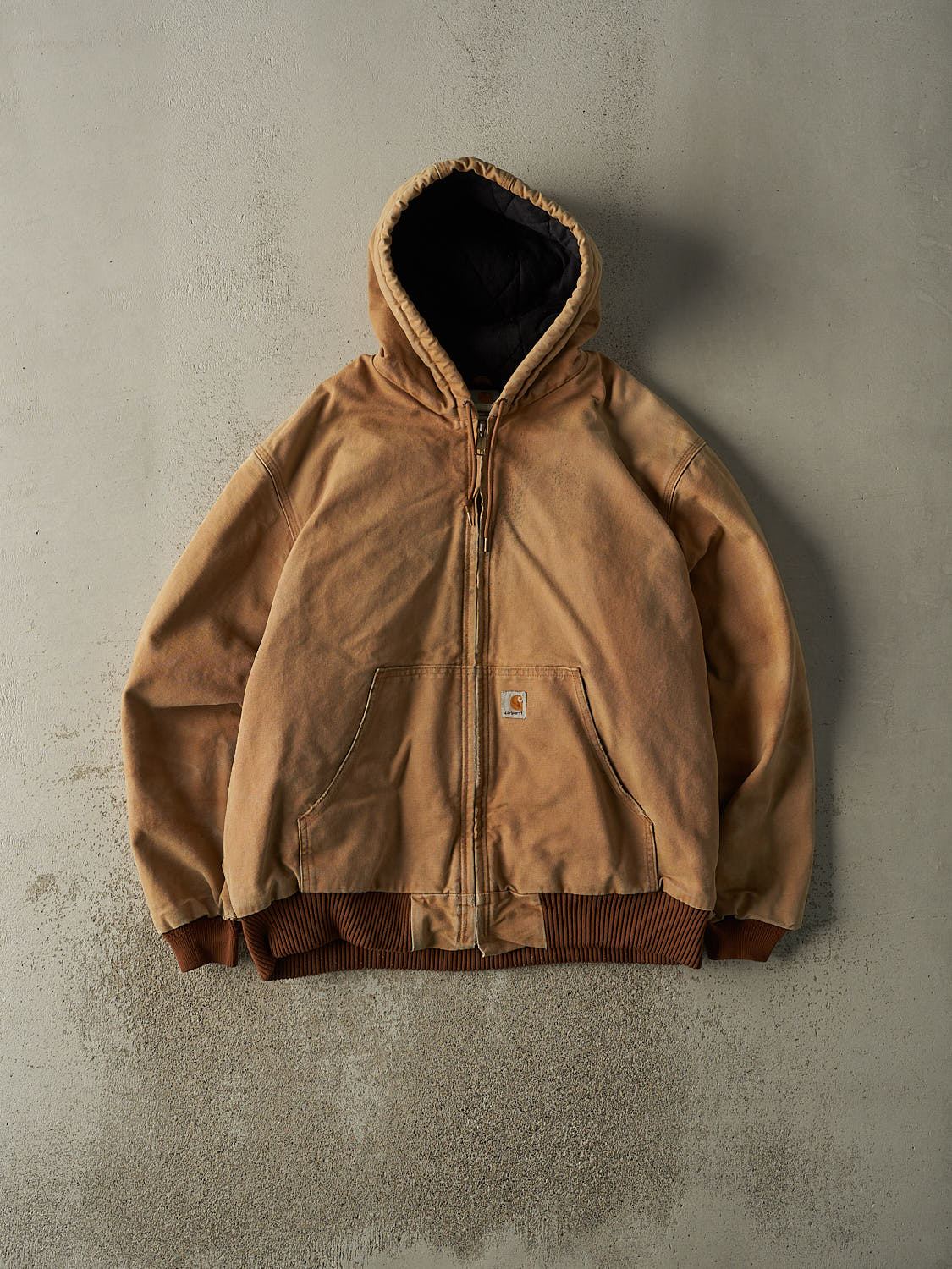 Vintage 90s Beige Carhartt Hooded Active Jacket (XL/XXL)