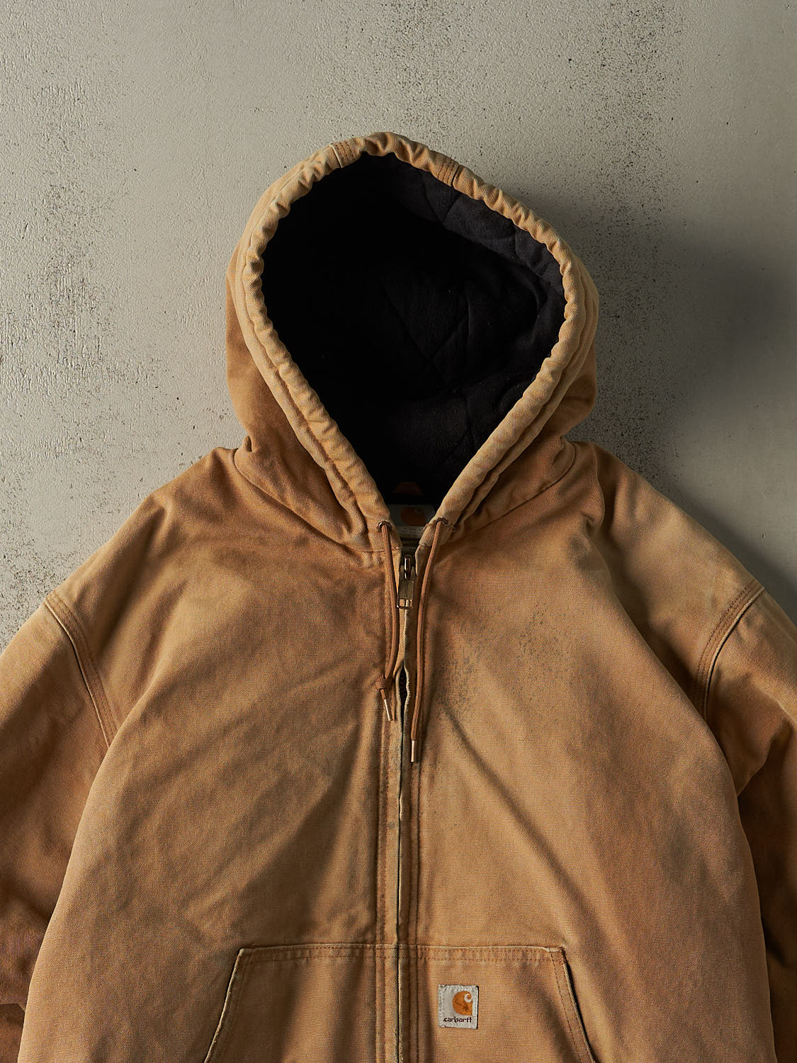 Vintage 90s Beige Carhartt Hooded Active Jacket (XL/XXL)