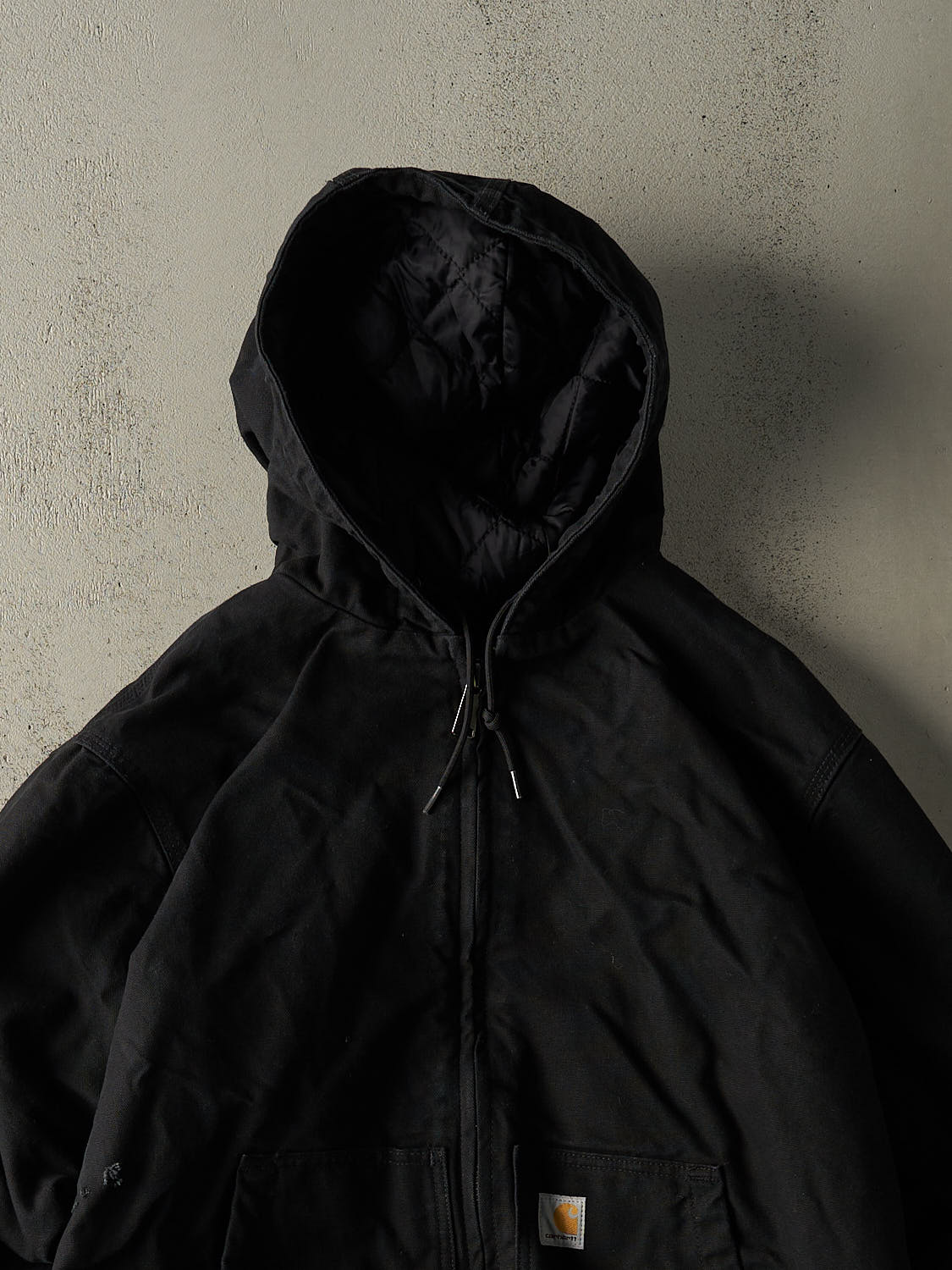 Vintage Y2K Black Carhartt Hooded Active Jacket (L/XL)