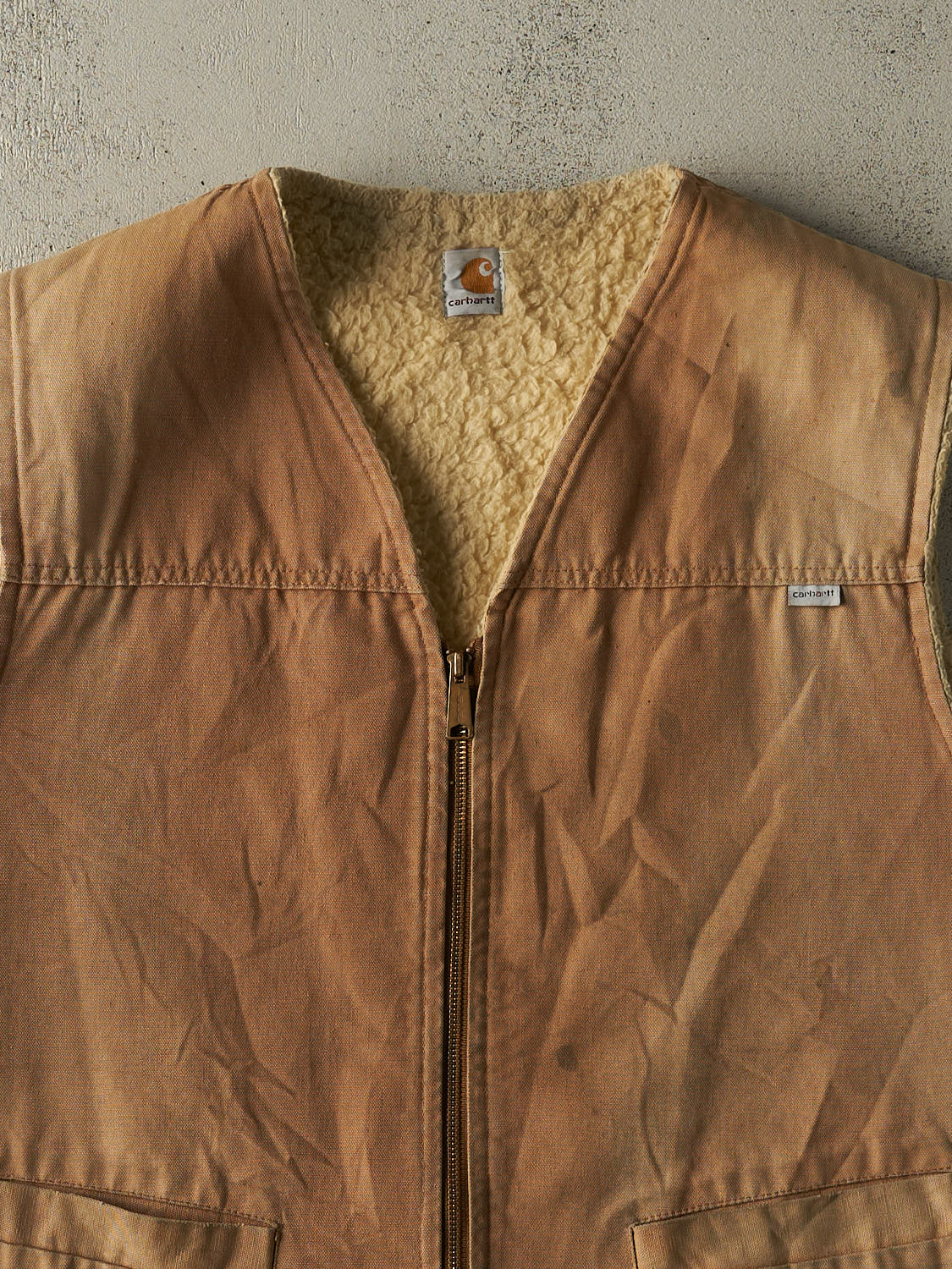 Vintage 80s Beige Carhartt Sherpa Lined Work Vest (XL/XXL