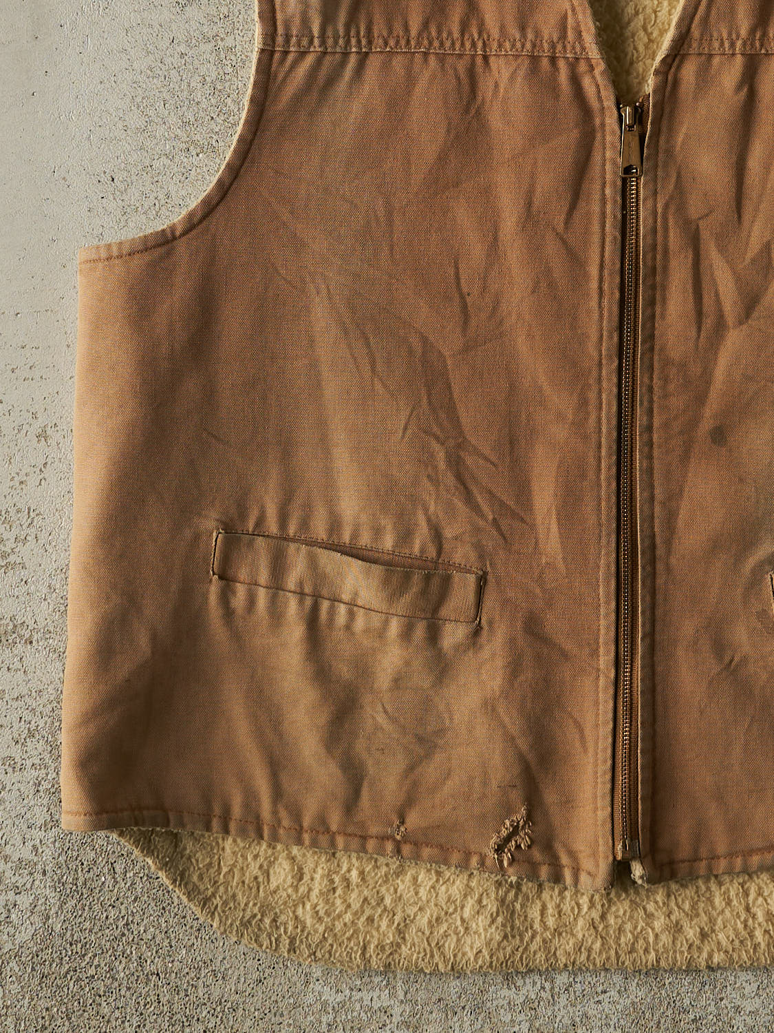 CarharttのUSA製シェルパライニングベスト80S Vintage 80s Beige Carhartt Sherpa Lined Work Vest (XL/XXL
