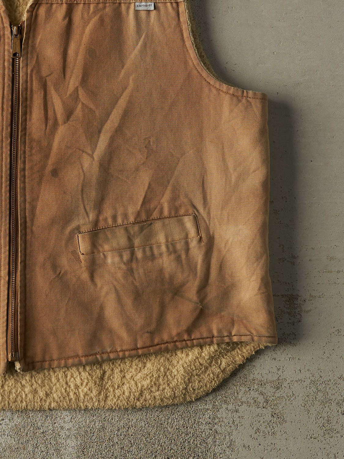 CarharttのUSA製シェルパライニングベスト80S Vintage 80s Beige Carhartt Sherpa Lined Work Vest (XL/XXL