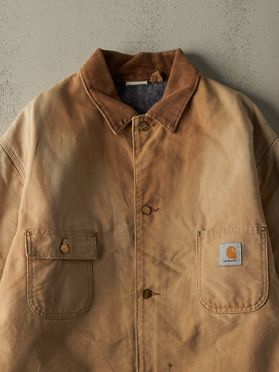 Vintage 90s Beige Carhartt Blanket Lined Chore Jacket (XXL