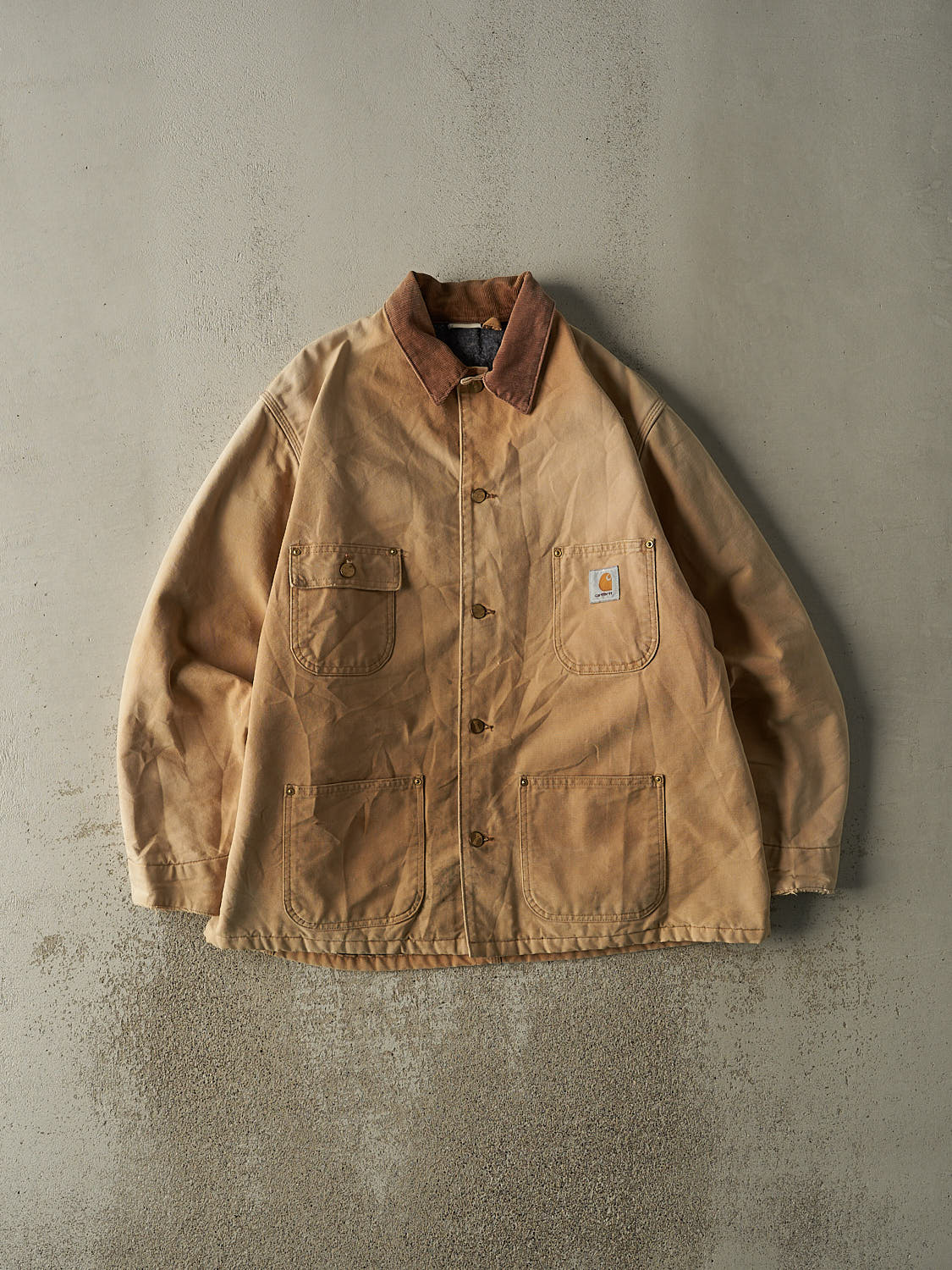 Vintage 90s Beige Carhartt Blanket Lined Chore Jacket (XL/XXL)