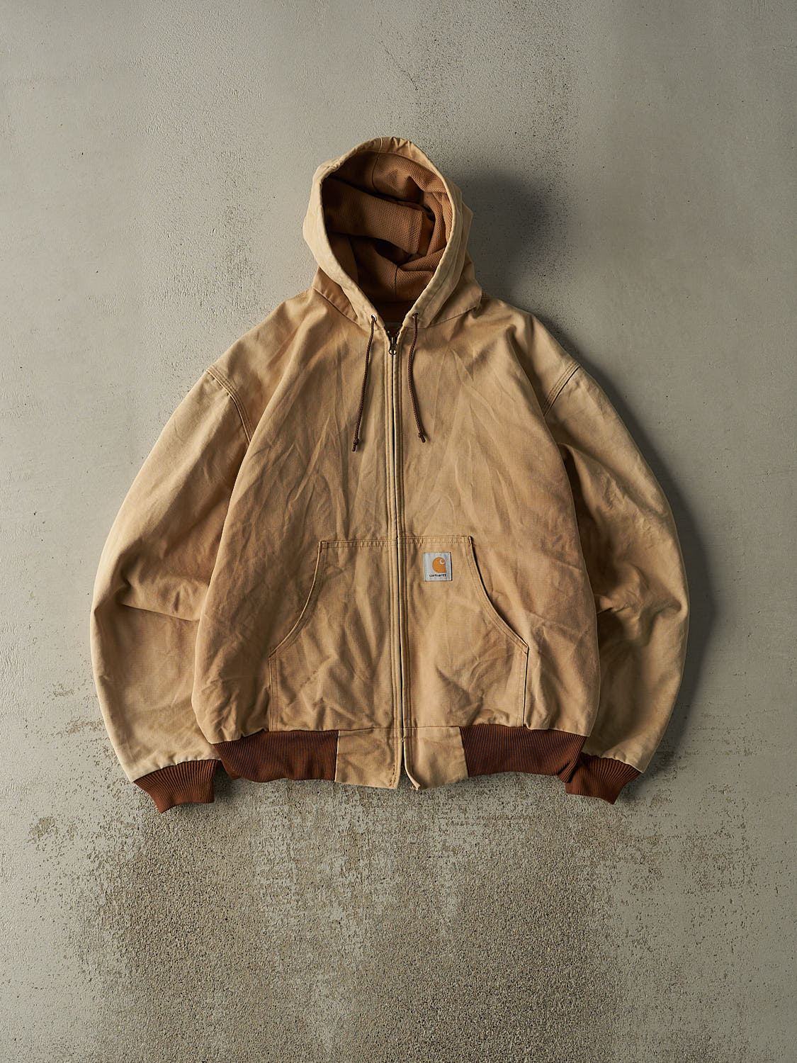 Vintage 90s Beige Carhartt Hooded Active Jacket (L)