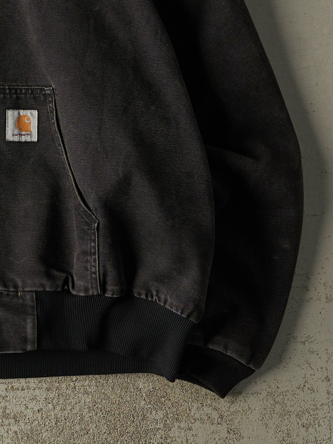 Vintage Y2K Sun Faded Black Carhartt Hooded Active Jacket (XL)