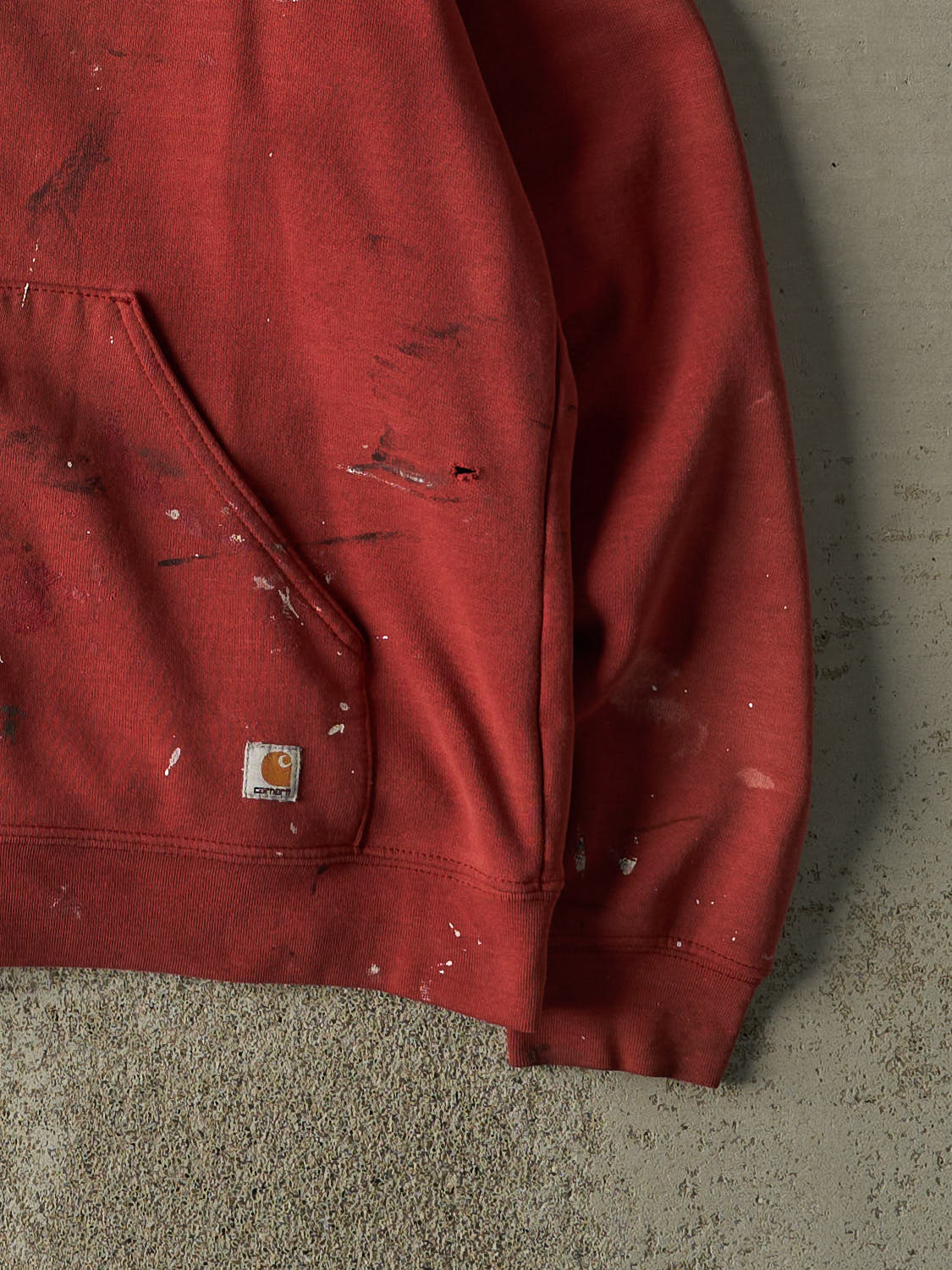 Vintage Y2K Sun Faded Red Carhartt Zip Up Hoodie (L/XL)